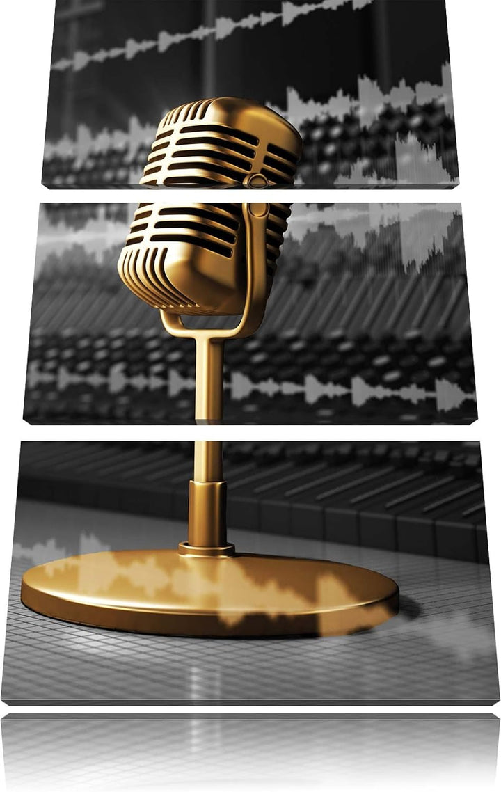 Pixxprint Cooles Musikstudio schwarz/weiss als Leinwandbild | Grösse: 3 Teilig (120x80) | Wandbild|