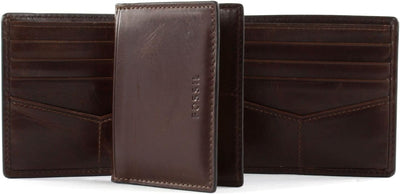 Fossil Herren Derrick Leder Bifold Geldbörse 11,43 cm L x 1,905 cm B x 8,89 cm H Dunkelbraun, Dunkel