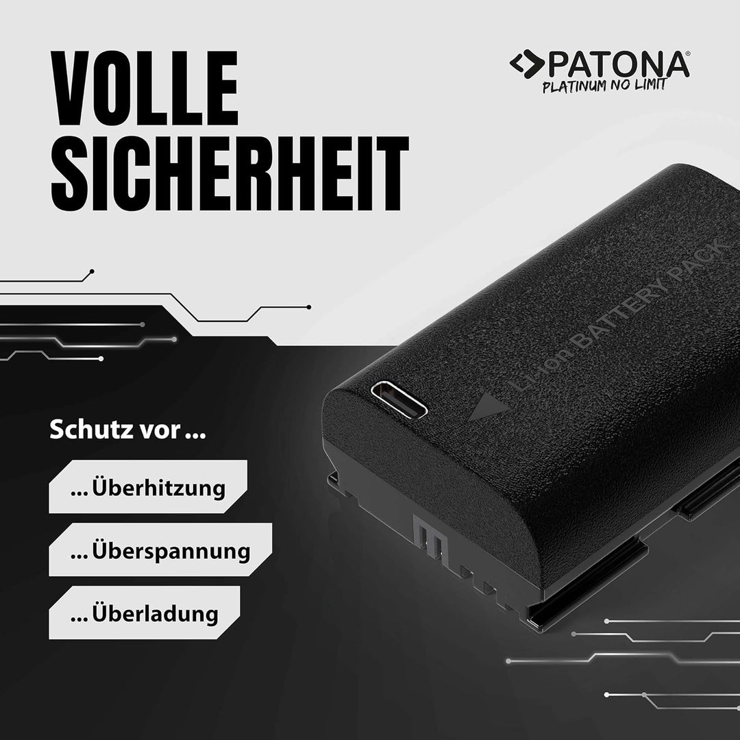 PATONA Platinum USB-C Akku LP-E6 Kompatibel mit Canon EOS R 7D 6D 5D Mark II III 80D