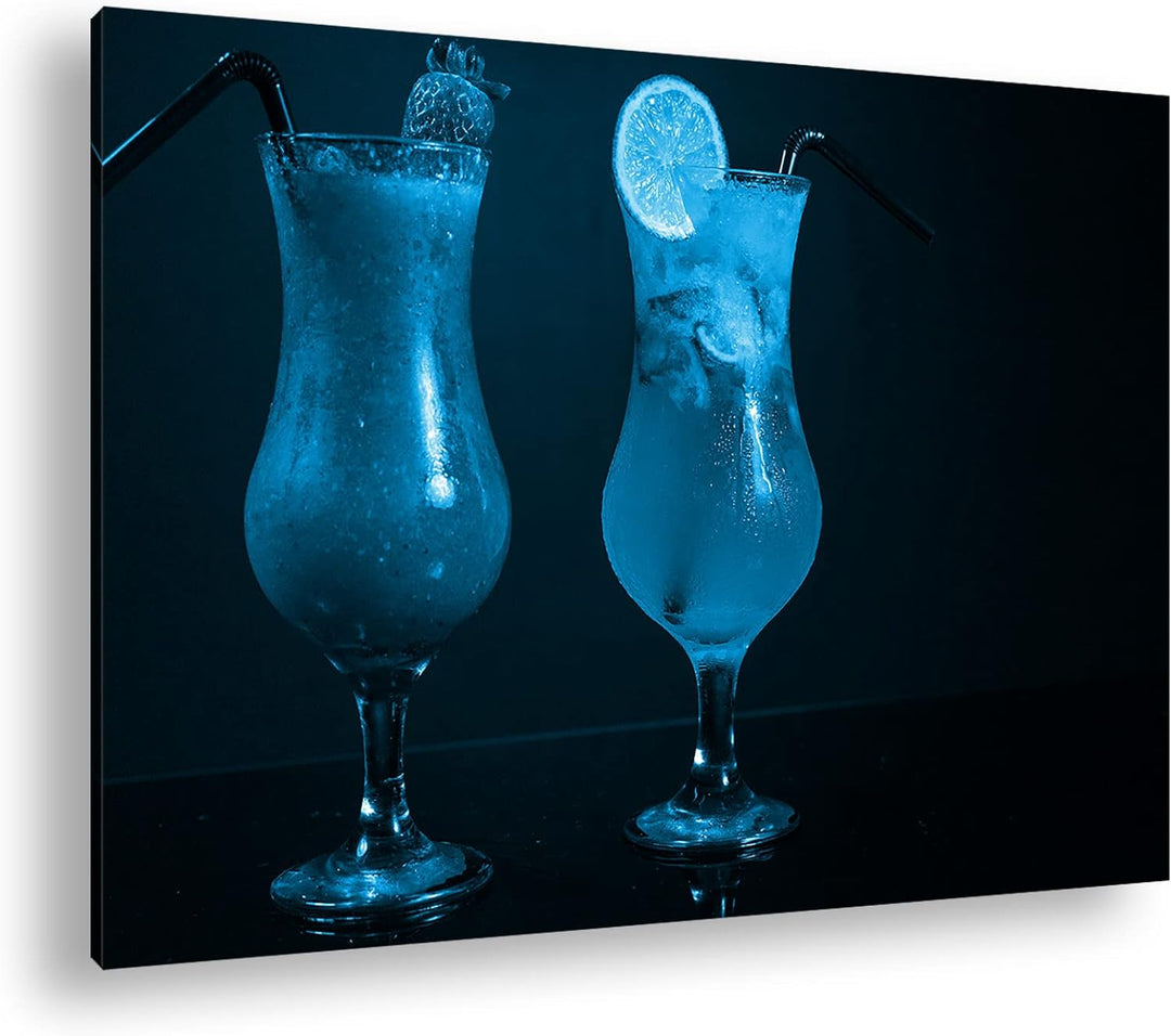 deyoli Dark appetitliche Cocktails Format: 100x70 Effekt: Monocrome Blau als Leinwand, Motiv fertig