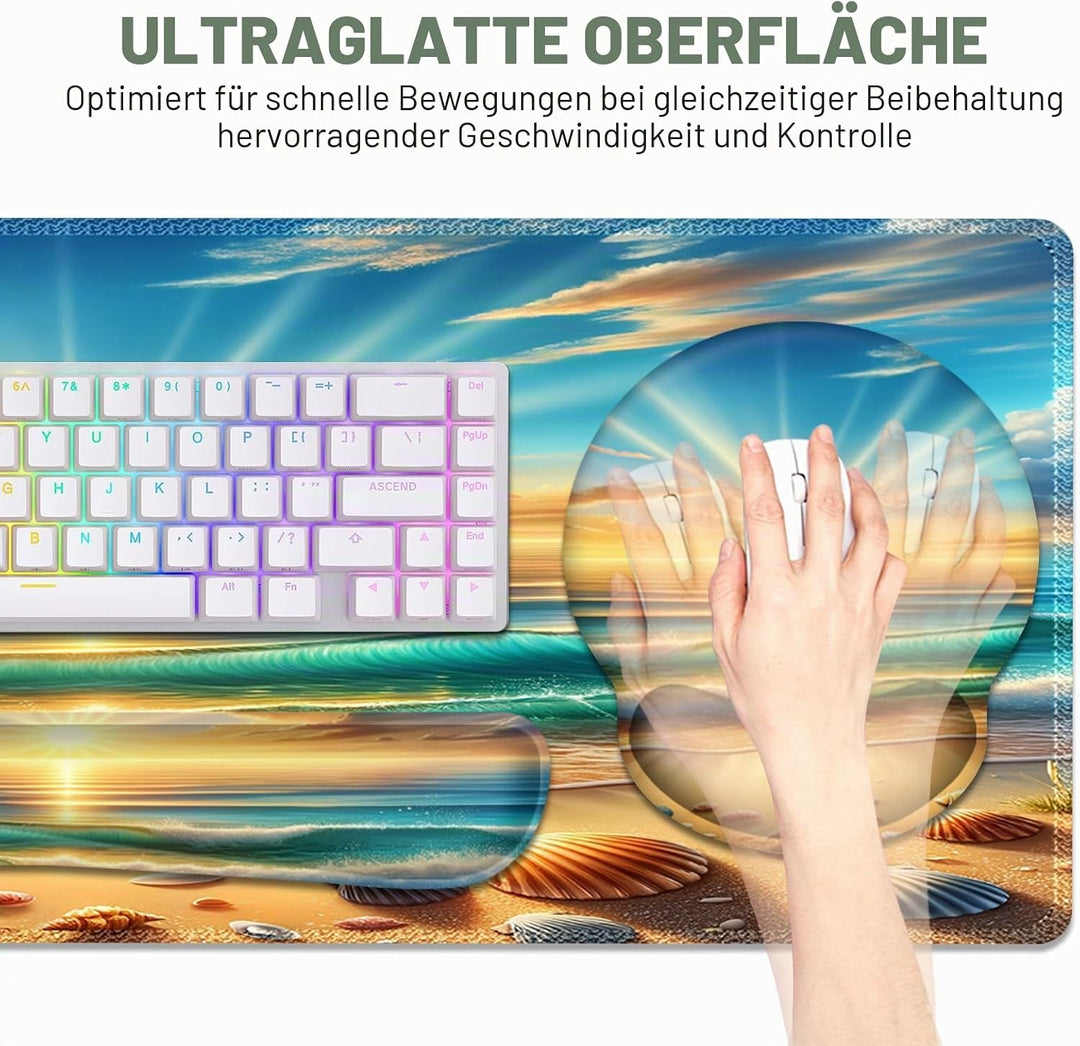 Gaming-Mauspad, grosse Tischmatte, niedlicher Tischpad-Schutz, 4in1 XXL-Mauspad + Tastatur-Handgelen