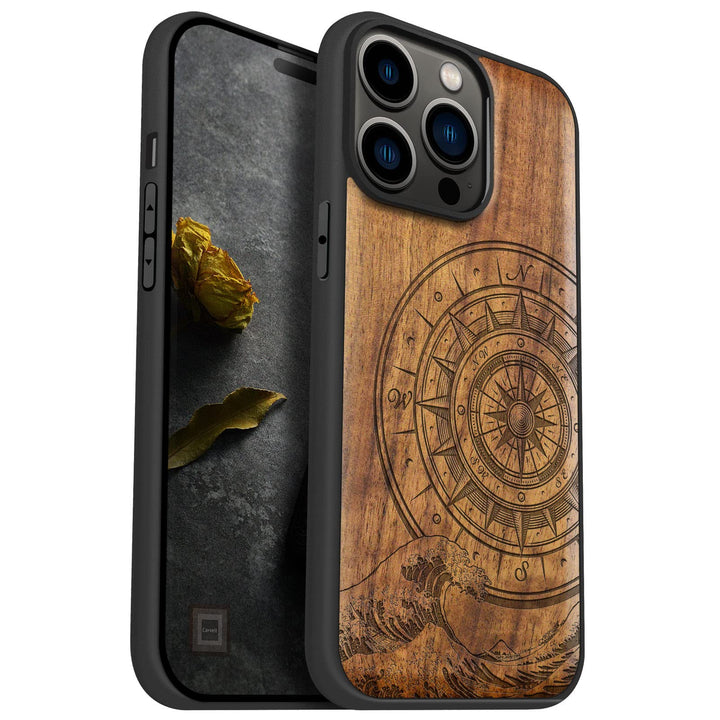 Carveit Handyhülle für iPhone 14 Pro Max Holz Cover kompatibel mit MagSafe Massivholz für Apple 14 p