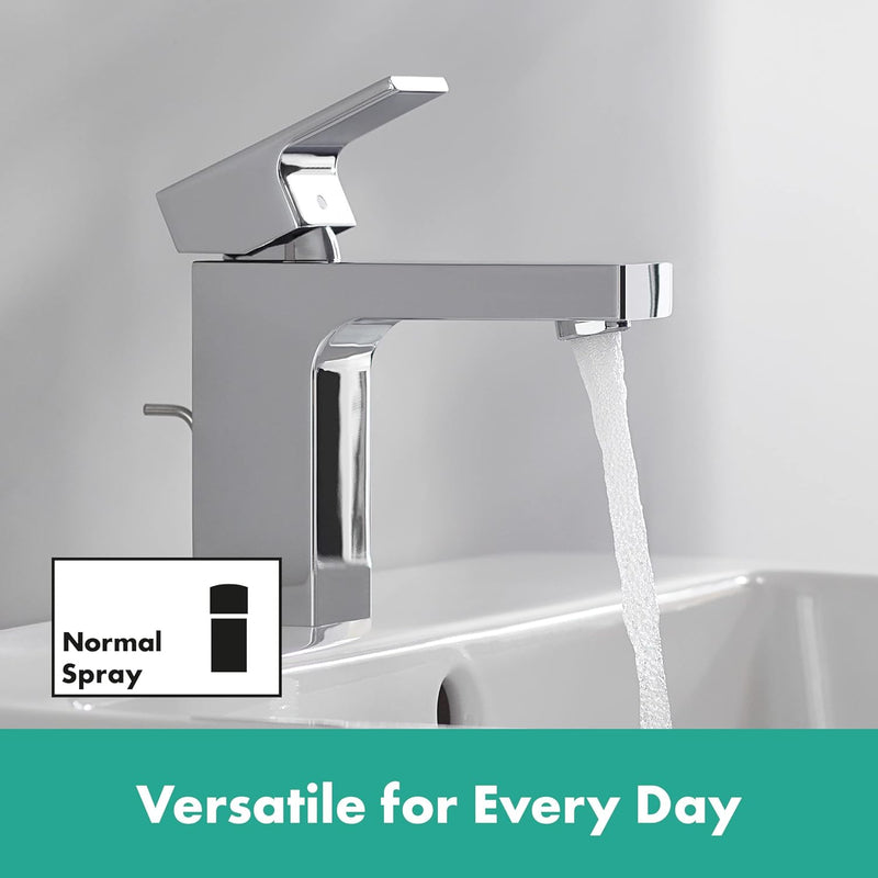 hansgrohe Waschtischarmatur Vernis Shape, Wasserhahn Bad mit Auslauf Höhe 100 mm, mit Zugstange, Bad