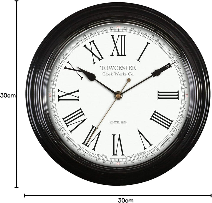 Acctim 26703 Redbourn Wanduhr, Schwarz Ohne zusätzliche Batterien, Ohne zusätzliche Batterien
