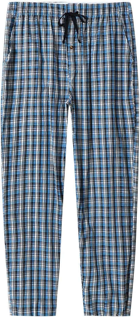 MoFiz Herren Schlafanzughose Baumwolle und Polyester Pyjamahose Lange Karierte Freizeithose Loungeho