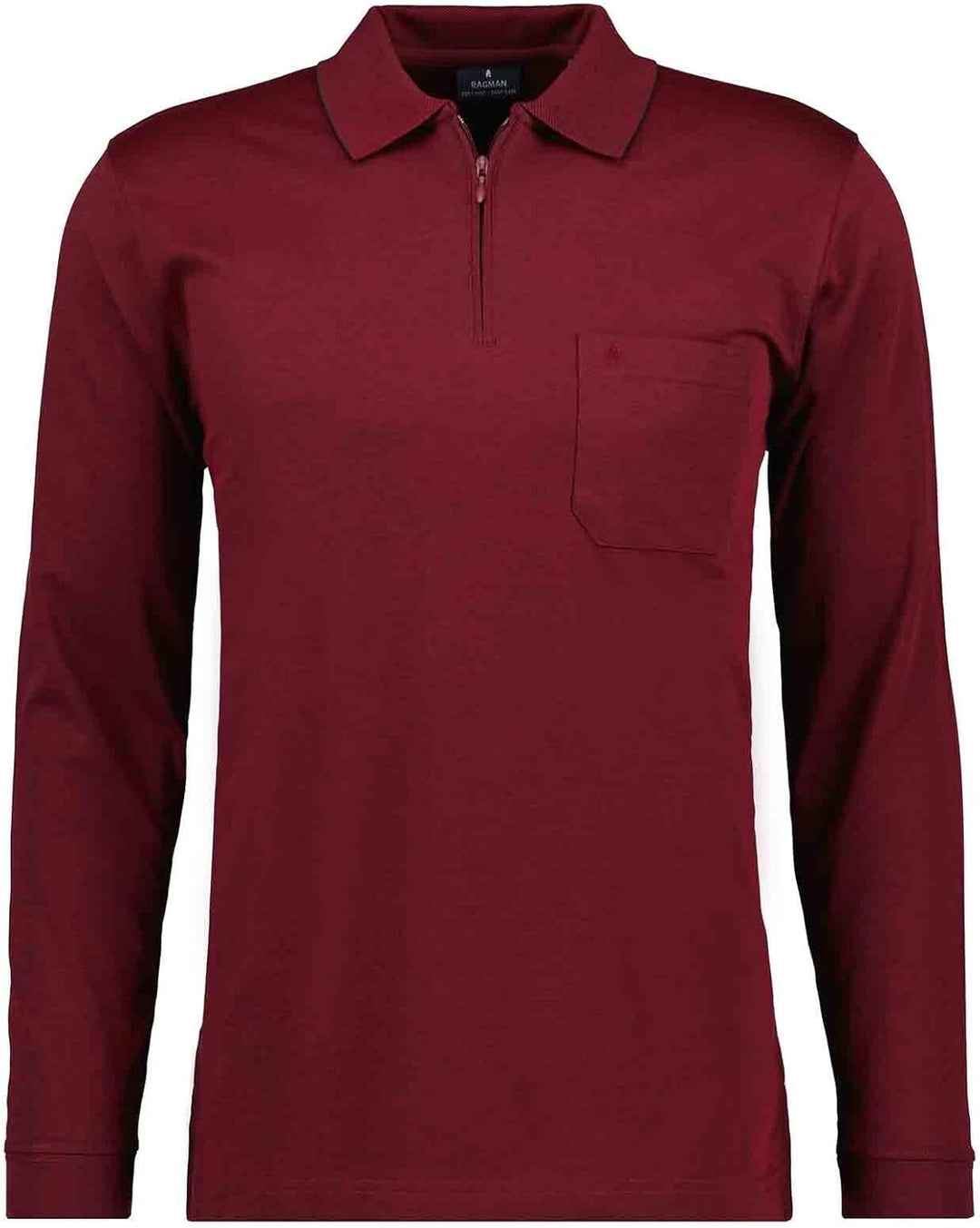 RAGMAN Herren Softknit-Poloshirt Langarm mit Zip M Rot-060, M Rot-060
