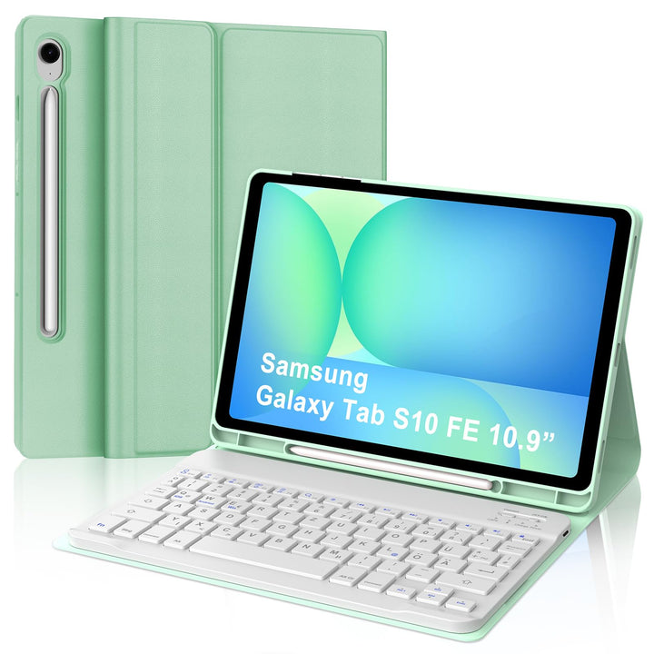 Hülle mit Tastatur für Samsung Galaxy Tab S10 FE 10.9"/S9 FE/S9 10.9" 2025, Tastatur QWERTZ deutsche