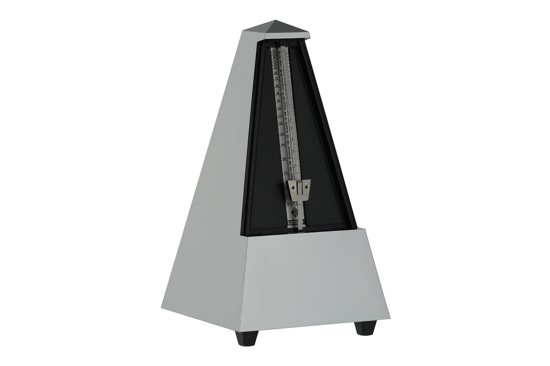 Wittner 903557 Taktell Pyramidenform Metronom Kunststoffgehäuse mit Glocke hellsilber-matt