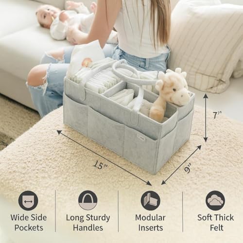 PUTSKA Baby Diaper Caddy Organizer Nursery Basket - A Baby basket gift registry for baby shower list