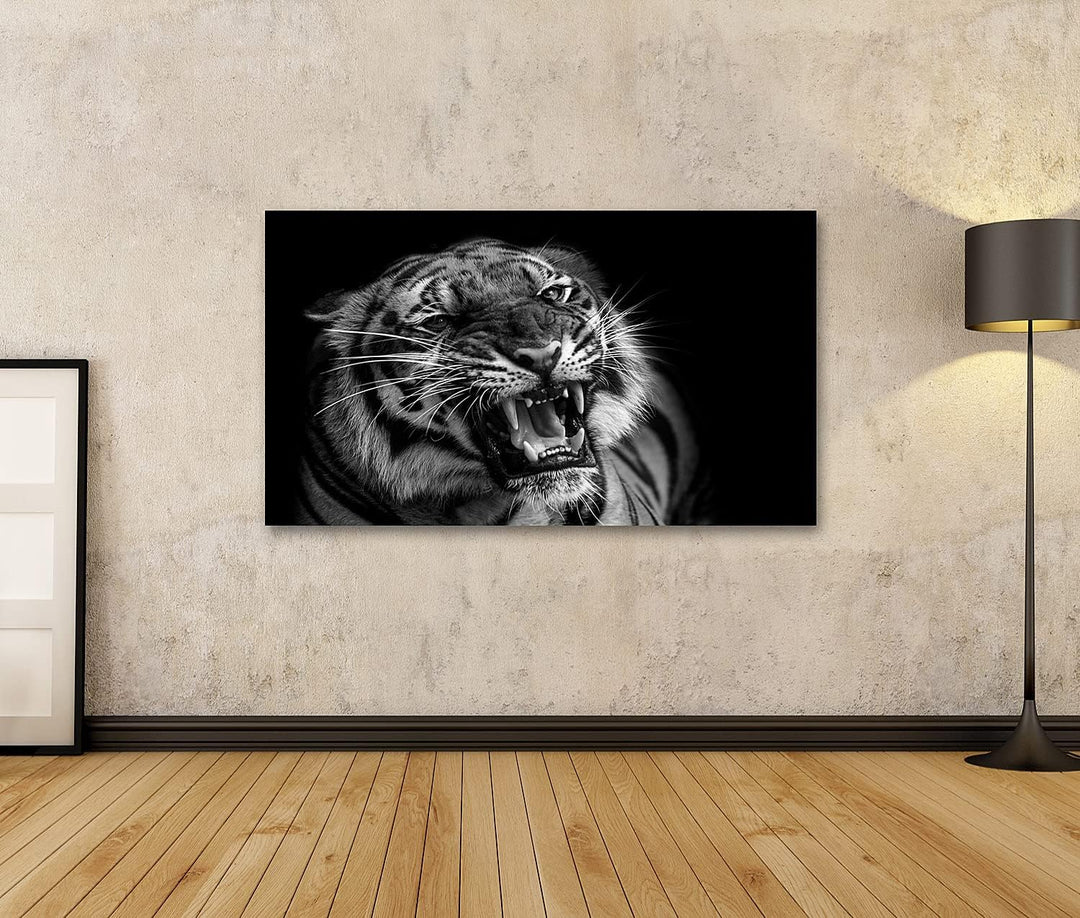 islandburner Bild auf Leinwand Sumatra Tiger Raubkatze Bilder Wandbilder Poster Leinwand 100x57cm, L