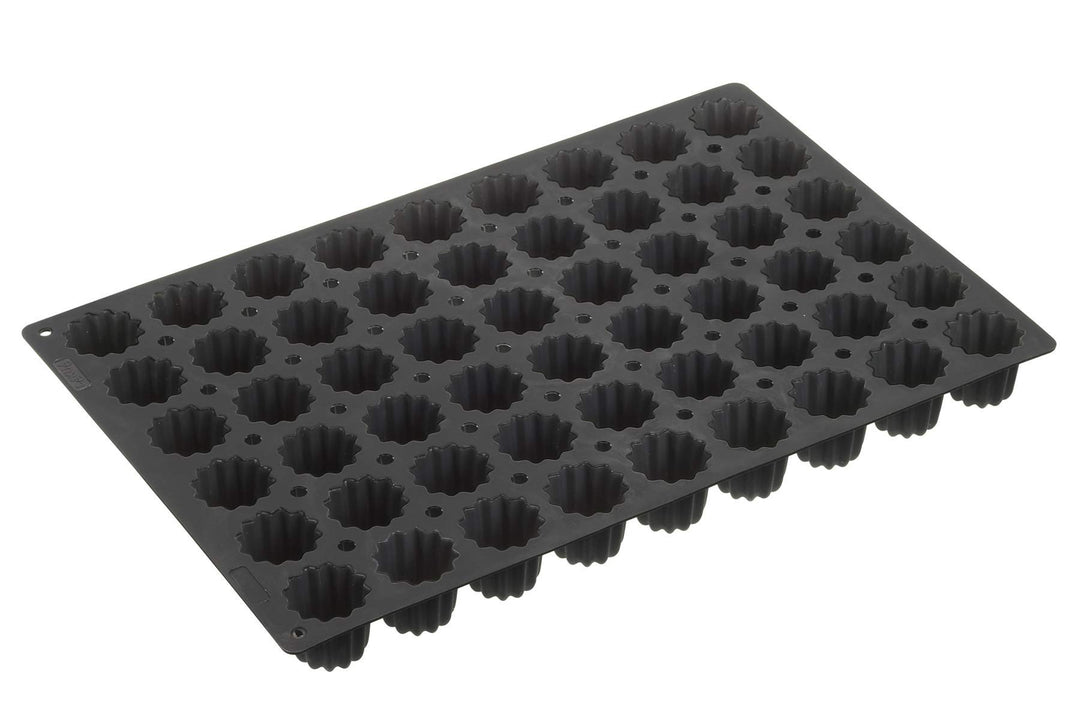 Lurch 67101 FlexiGastro Backform aus 100% BPA-freiem Platin Silikon 54er Canele Bordelais, schwarz,