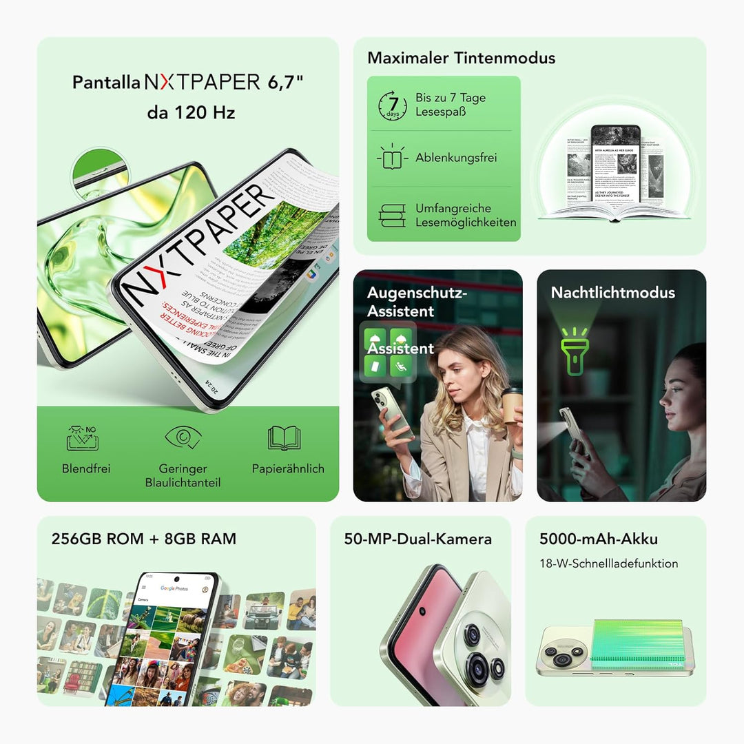 TCL 60 SE NXTPAPER 5G Smartphone, Mobiltelefon ohne Vertrag, 6,7" 120 Hz NXTPAPER-Display, Max Ink M