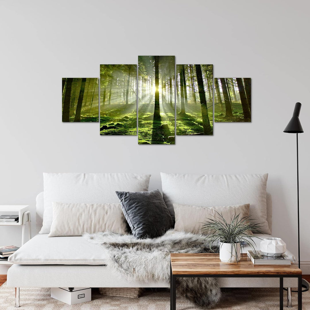 Runa Art Wandbilder Wald Landschaft 5 Teilig Bild auf Vlies Leinwand Deko Schlafzimmer Wohnzimmer So