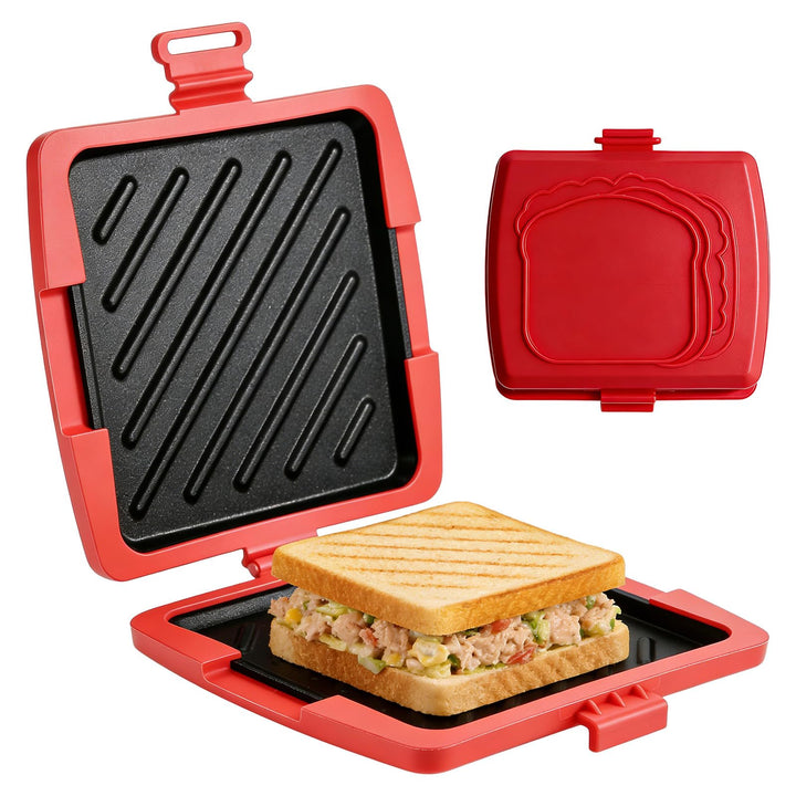 Sandwichmaker Mikrowellen, Silikon Sandwichtoaster 16 x 16 cm, Kontaktgrill Abnehmbare Platten und S