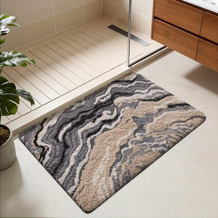DEXI Badematte rutschfest 50 x 80 cm, waschbar Badezimmerteppich weich Badteppich Mikrofaser Saugfäh