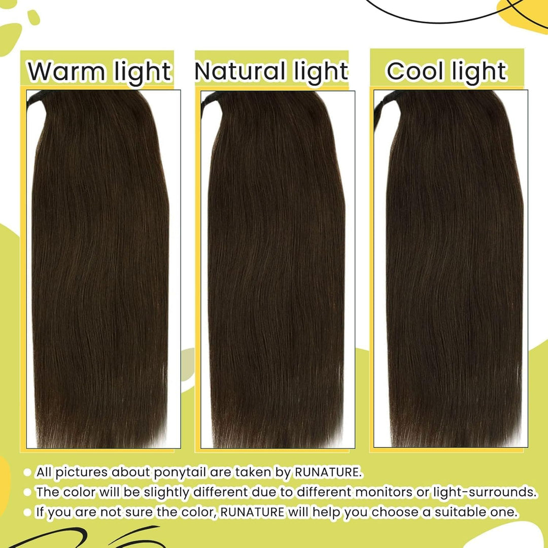 RUNATURE Echthaar Zopf Echte Haare Ponytail Extensions Echthaar Haar Pferdeschwanz Extensions Echtha