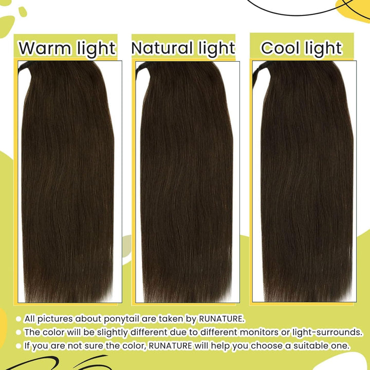 RUNATURE Echthaar Zopf Echte Haare Ponytail Extensions Echthaar Haar Pferdeschwanz Extensions Echtha