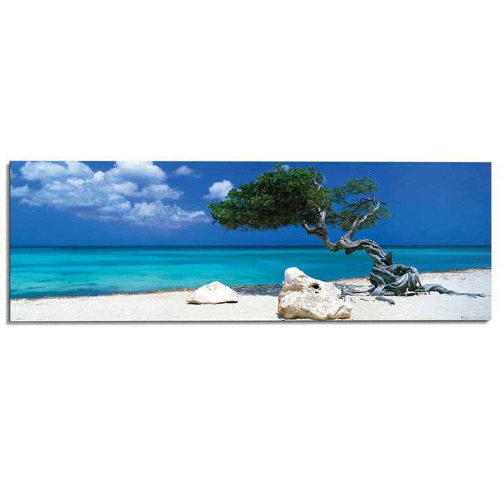 REINDERS Wandbild, Divi Divi Baum, Schlafzimmer, Bilder, Wanddeko, Room Decor, Holz, Blau, 52x156cm,