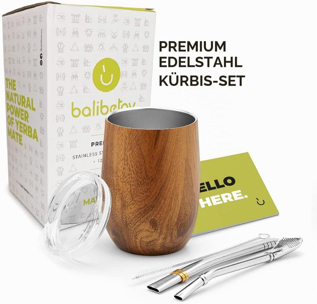 balibetov - Neu - Modernes Yerba Mate Gourd Set (Mate Tasse) - Doppelwandiger 18/8 Edelstahl Enthält