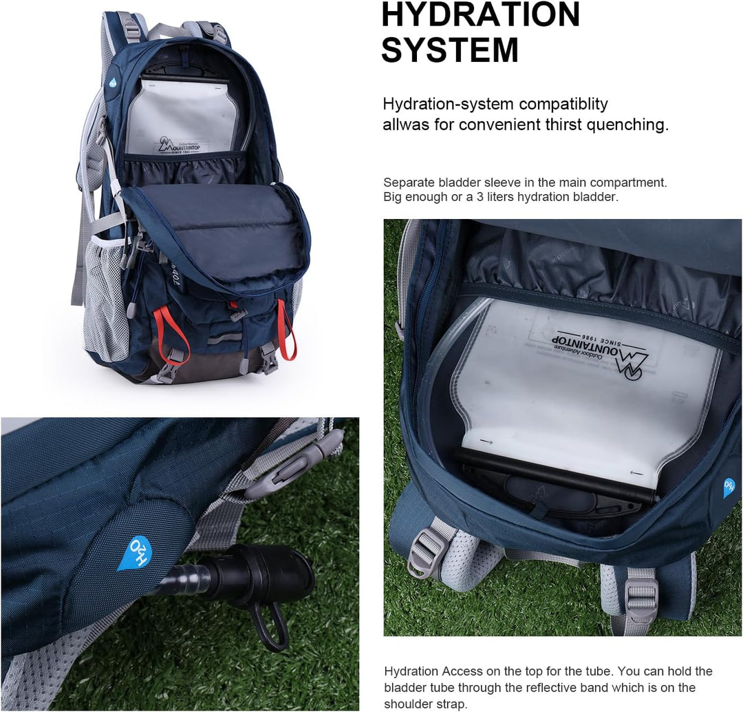 MOUNTAINTOP 40L Wanderrucksack Herren Damen Trekkingrucksack Outdoor Rucksäcke mit Regenhülle für Ca