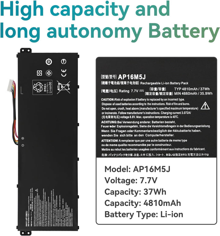 37Wh AP16M5J Laptop Akku für Acer Extensa EX215-22 Aspire A314-21 A314-31 A314-32 A314-33 A314-41 A3