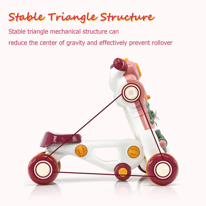 LIFEZEAL 3 in 1 Lauflernwagen, Baby Lauflernhilfe mit Spielbrett, Baby Walker mit Musik- & Spielfunk