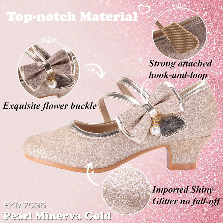 EIGHT KM EKM7018 Mädchen High Heel Kleid Schuhe Mary Jane Prinzessin Hochzeit Pumps Schuhe Glänzend