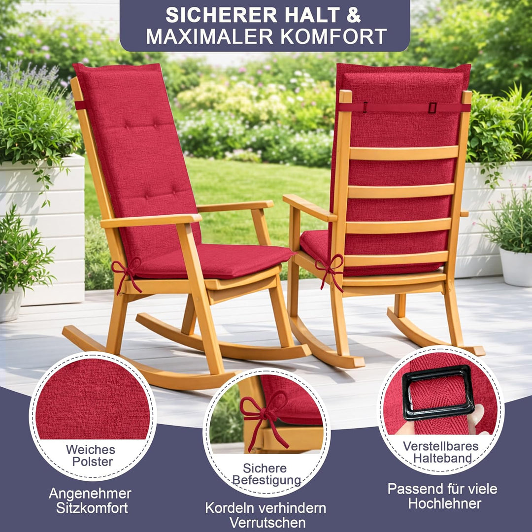 Relexo Premium - Hochlehner Auflage Gartenstuhl Stuhlauflage mit Polster, Outdoor Sitzkissen & Stuhl