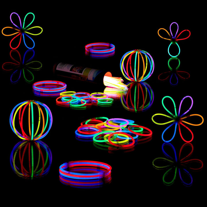 Relaxdays 500 x Knicklichter inklusive 520 x 3D-Verbinder, 8 h Leuchtdauer, Glow Stick, Leuchtstäbe