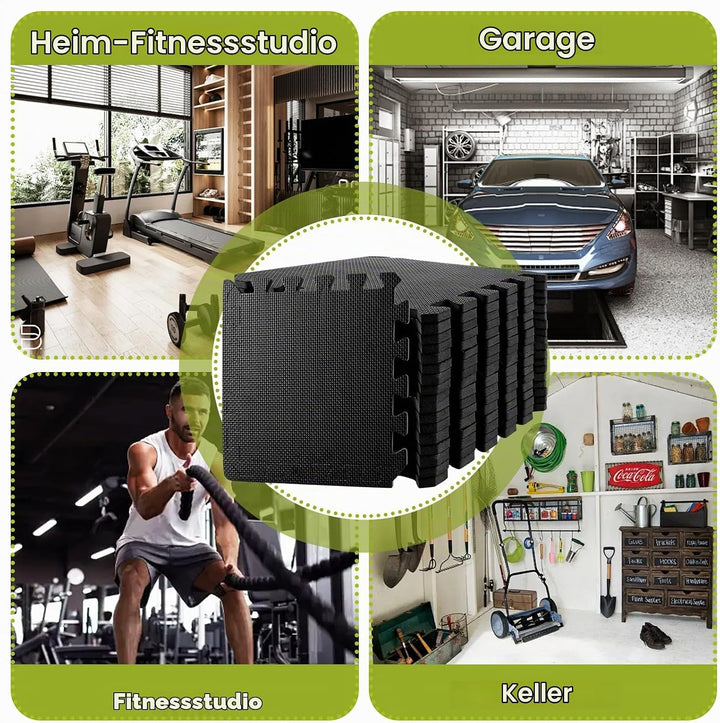 DAJAVE 20 Stück Bodenschutzmatte Fitness 30x30cm Schutzmatten Bodenschutzmatte, 3m² Matten Fitnessra