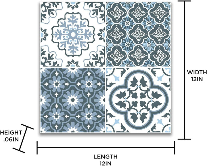 FloorPops FP2951 Leyton Peel & Stick Bodenfliesen, blau, 12 x 12 inches