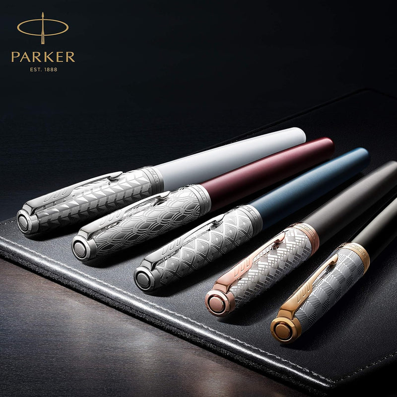 Parker Sonnet Kugelschreiber , Premium Metal & Blue Satinierung mit Chromverkleidung , Medium Spitze