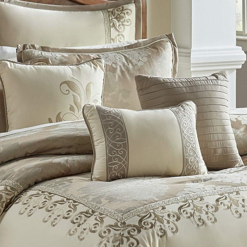 Riverbrook Home Hillcrest Steppdecken-Set, Polyester, Kingsize, 10-teilig, Elfenbein/Gold, 10-teilig