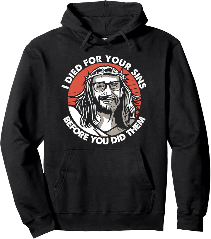 Jesus Christus Hipster Dornenkrone Brille Sünde Schnurrbart Pullover Hoodie