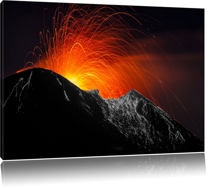 Dark spektakulärer Vulkanausbruch schwarz/weiss Format: 100x70auf Leinwand, XXL riesige Bilder ferti