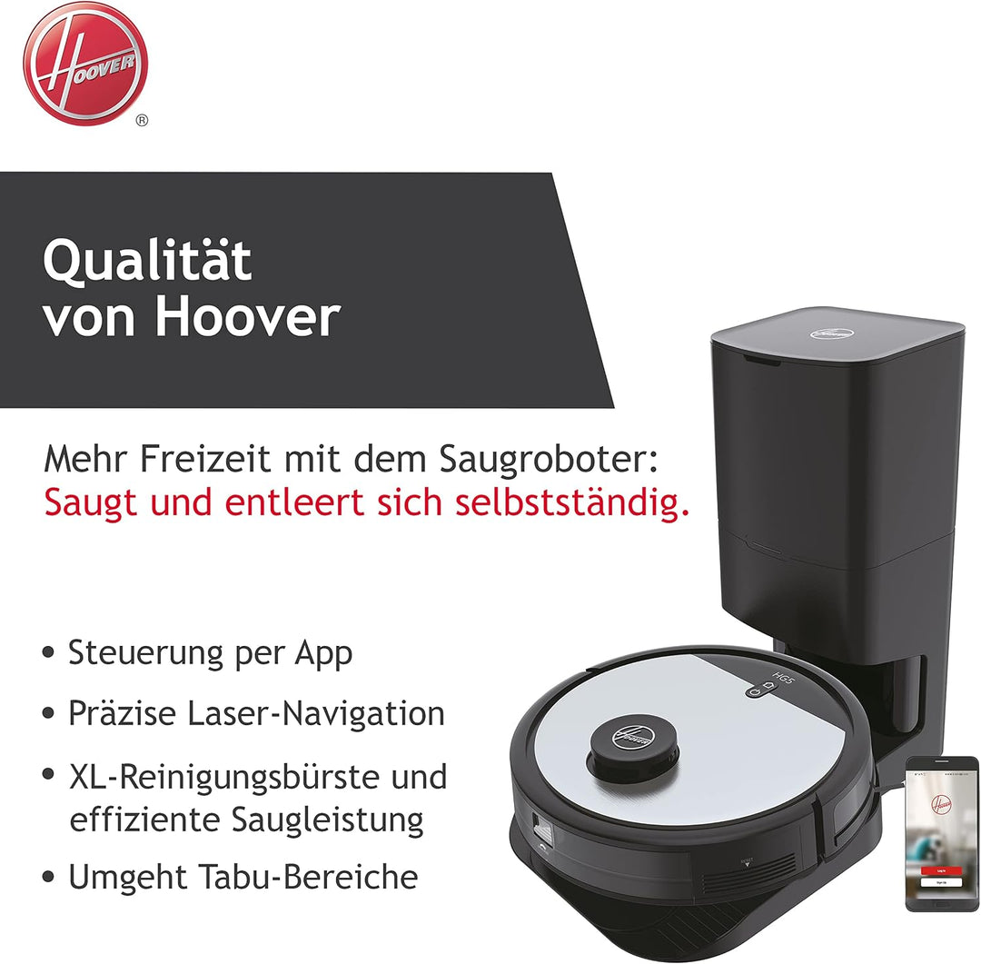 Hoover HG5 Saugroboter mit Absaugstation &amp; App-Steuerung mit Karte und Zeitplan – DRY PRO Roboter St