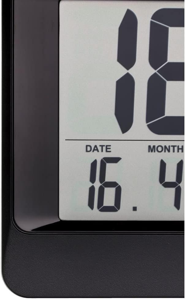 TFA Dostmann Wanduhr digital, 60.4519.01 (Schwarz mit Batterien), Schwarz mit Batterien