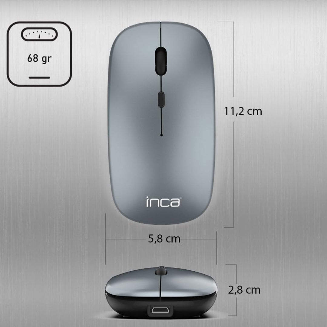 Bluetooth Tastatur Maus Set inca IBK-572BT – Kabellos, Wiederaufladbar, 2,4GHz & Bluetooth 5.0 – Kom