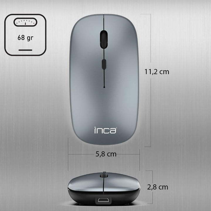 Bluetooth Tastatur Maus Set inca IBK-572BT – Kabellos, Wiederaufladbar, 2,4GHz & Bluetooth 5.0 – Kom