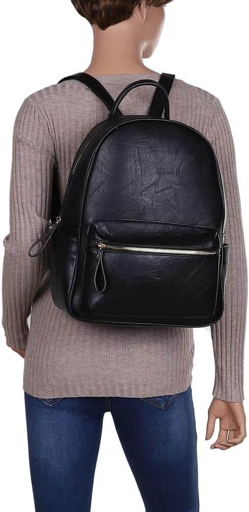 Ital Design KLEINE DAMEN RUCKSACK KUNSTLEDER USED OPTIK FREIZEITTASCHE Einheitsgrösse Schwarz, Einhe