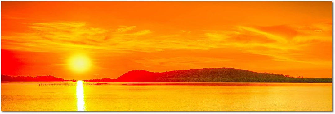 Augenblicke Wandbilder Leinwandbild als Panorama in 150x50cm Meer Berge Sonnenuntergang