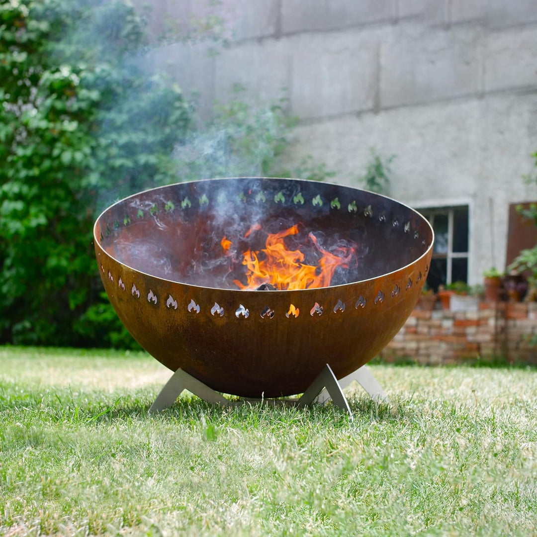Grillrost.com Das Original Feuerschale in Cortenstahloptik - Schwenkbar & mit Belüftung