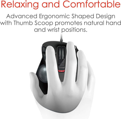 ELECOM M-XT3URBK Mouse Wired Trackball Grip 6 Button, Black Thumb-operated Wickel
