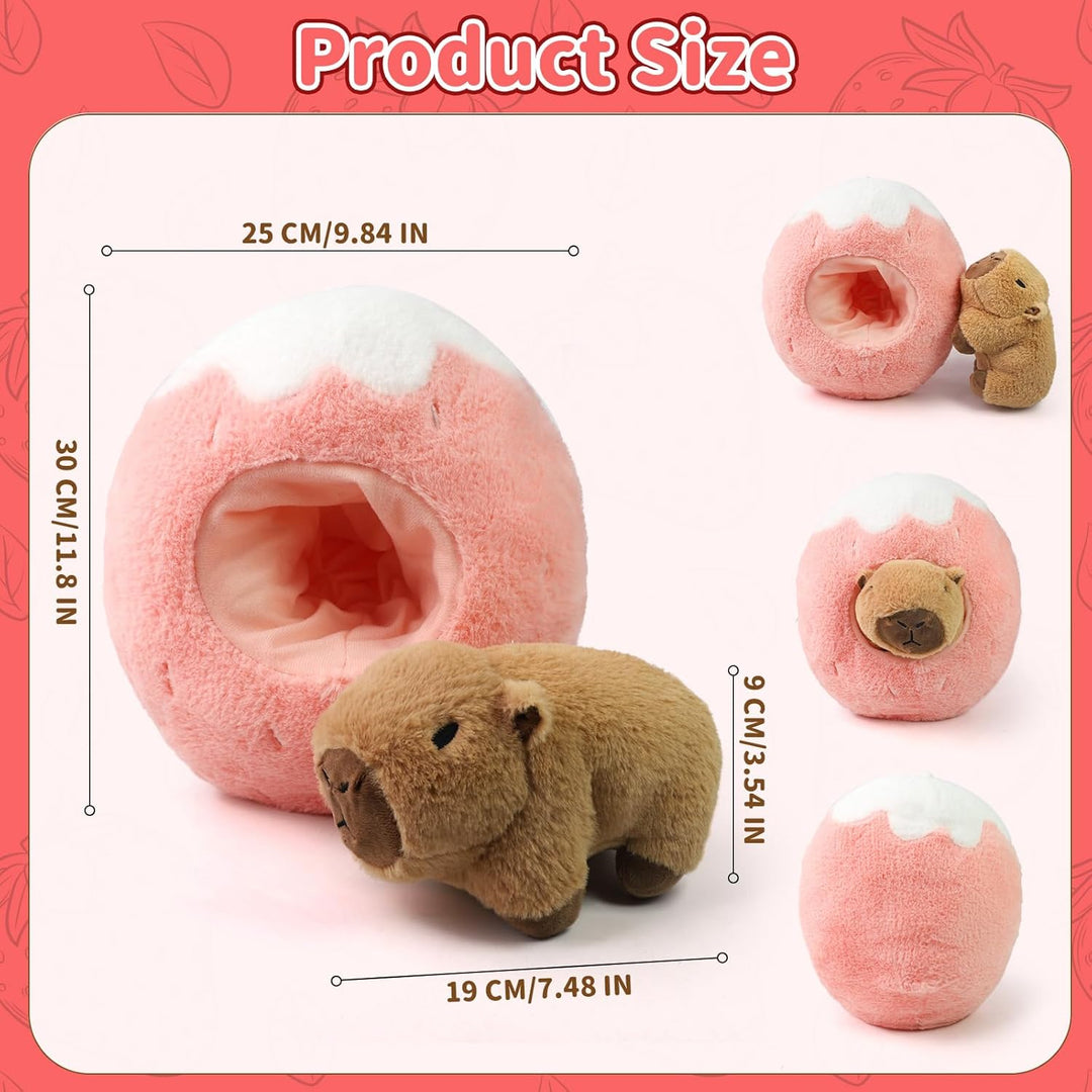Capybara Kuscheltier Erdbeere Gross 30 CM Capybara Plüschtier Plushie 2 In 1 Süsses Wasserschwein Ku