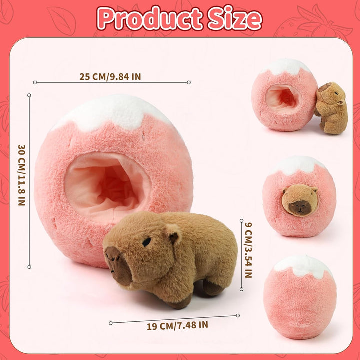 Capybara Kuscheltier Erdbeere Gross 30 CM Capybara Plüschtier Plushie 2 In 1 Süsses Wasserschwein Ku