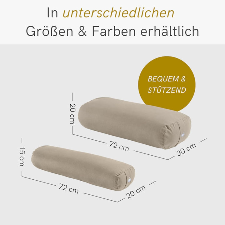 Lotuscrafts Yoga Bolster for Yin Yoga - Yoga Bolster with Kapok Filling - Washable Cotton Cover - Yo