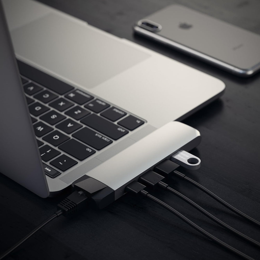 SATECHI Type-C Pro Hub Adapter mit Ethernet – 4K HDMI, USB-C PD, Gigabit Ethernet, USB 3.0, Micro SD