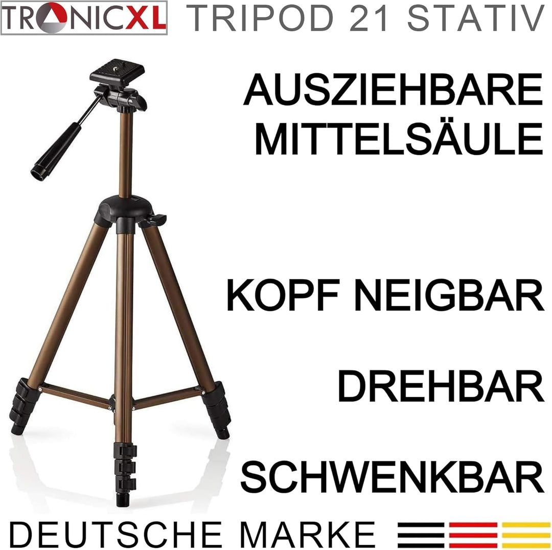 TronicXL 360° Tripod 21 Kamerastativ Stativ DSLR Aluminium 130cm für Dreibein Kamera Ersatzteil für