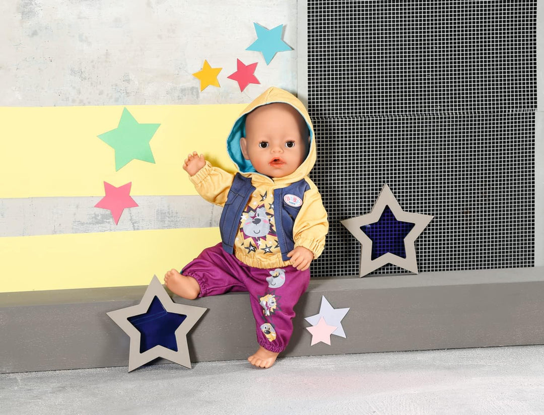 Baby Born 832615 Outfit mit Hoody 43cm - Puppenkleidung Set bestehend aus Hose, Pullover und Kleider