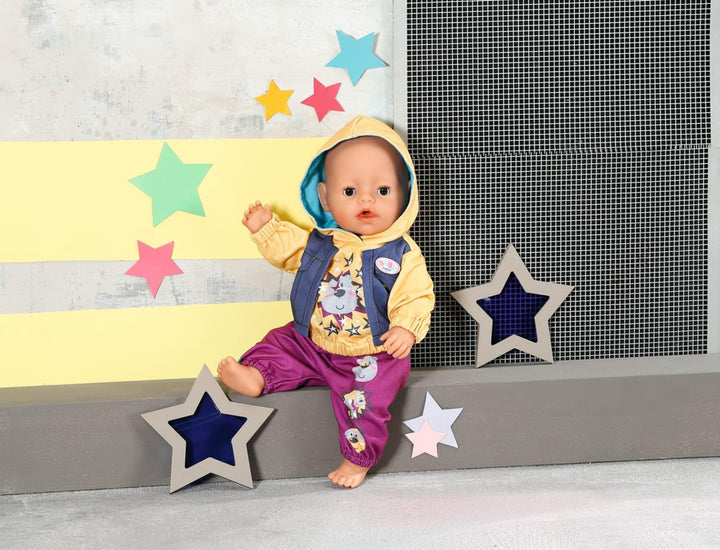 Baby Born 832615 Outfit mit Hoody 43cm - Puppenkleidung Set bestehend aus Hose, Pullover und Kleider